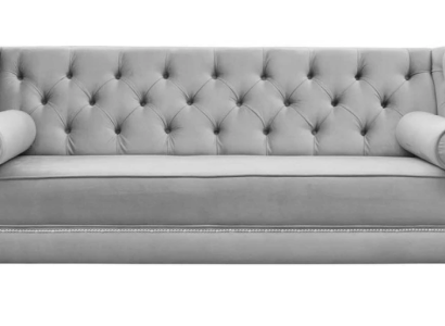 Luxus Grau Chesterfield Samt Dreisitzer Polster Möbel Hotel Wohnzimmer Praxis